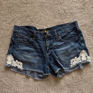 Lucky Brand Lace-Trimmed Denim Shorts